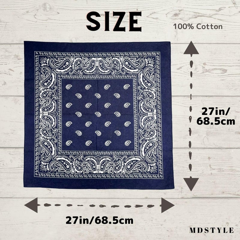 MD Style 3 PCS Extra Large Bandanas 27” x 27” 100% Cotton for Men & Women Paisley Handkerchief Headband Scarf Jumbo Bandana - Image 4